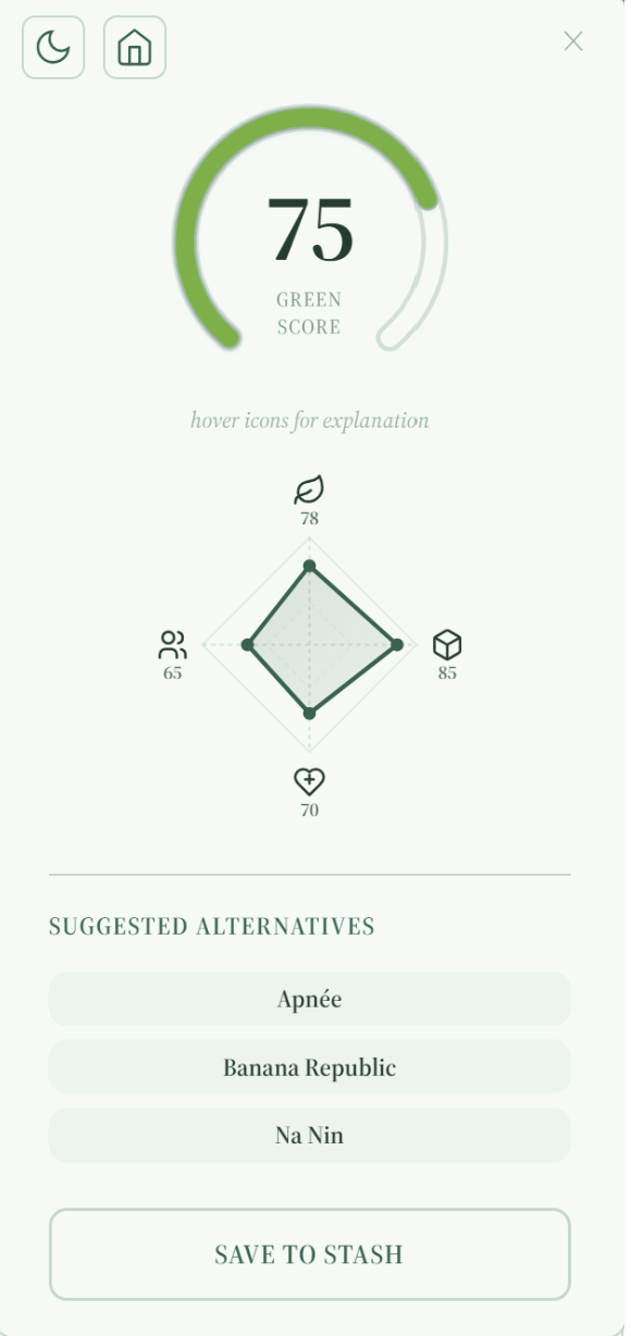ESG-aligned green score with three easy alternatives